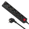 Listwa zasilająca Maclean, Przedłużacz 5 gniazd Z wyłącznikiem, Czarny, Typ niemiecki, 3500W, 5m, MCE227G