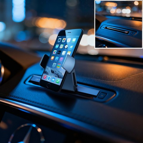 Uchwyt telefonu do montowania w slocie CD Maclean, Comfort Series, aluminium + ABS, MC-782