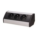 Gniazdo meblowe 3x2P+Z, czarno-srebrne