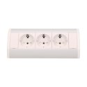 Gniazdo meblowe 3x2P+Z, schuko, biało-srebrne