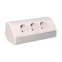 Gniazdo meblowe 3x2P+Z, schuko, biało-srebrne
