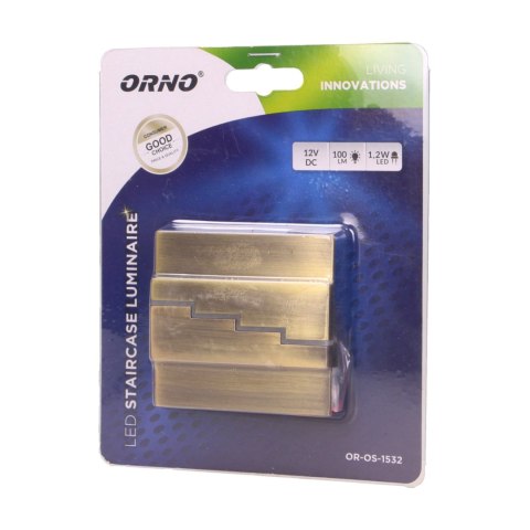 LYNX LED 1,2W, oprawa schodowa natynkowa, 12V DC, 100lm, 6000K, mosiądz