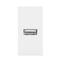 NOEN USB, port modułowy 22,5x45mm z ładowarką USB, 2,1A 5V DC, biały