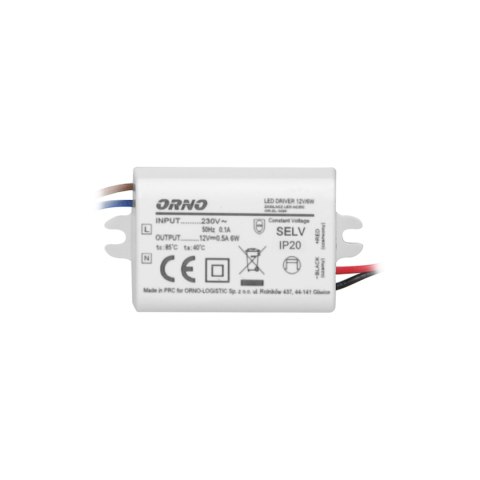 Zasilacz MINI do LED do puszki 12VDC 6W, IP20, 55/29,5/22mm