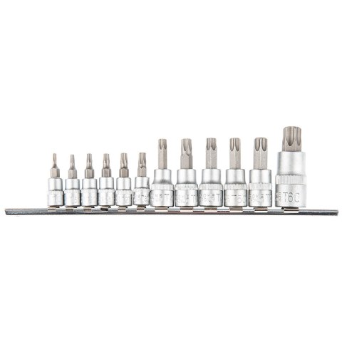 Bity Torx na nasadce 1/4", 3/8", 1/2", zestaw 12 szt.