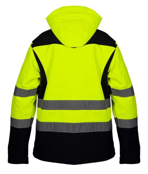Kurtka robocza ostrzegawcza softshell z kapturem, żółta, rozmiar S