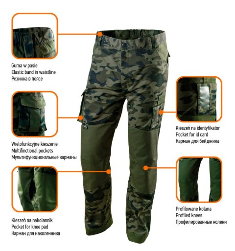 Spodnie robocze CAMO, rozmiar XS