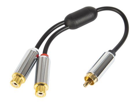 91-230# Rozgałęziacz rca:wtyk-2gniazda metal z przewodem 15cm