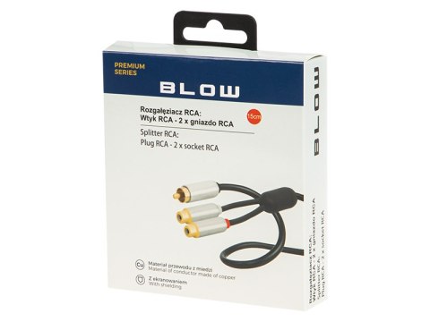 91-230# Rozgałęziacz rca:wtyk-2gniazda metal z przewodem 15cm