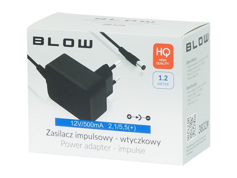 3834# Zasilacz impulsowy 12v/500ma 2,1/5,5 (+)