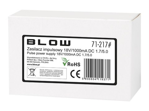 71-217# Zasilacz impulsowy 18v/1000ma 1,7/5,0