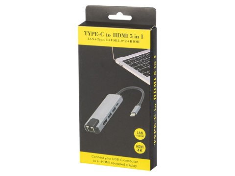 86-060# Karta sieciowa usb-c hub rj45 + hdmi k-03"