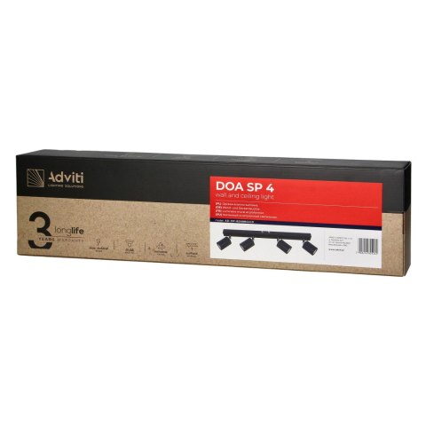 DOA oprawa ścienno-sufitowa, moc max. 4x7W, GU10, IP20, czarna