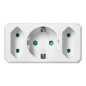 Rozgałęźnik 2x2P + 1x2P+Z (Schuko), biały