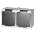 Gniazdo podwójne 2X2P+Z Schuko AQUATIC MINI IP 54 biało-czarne