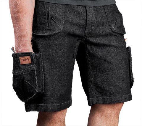 Krótkie spodenki robocze DENIM, czarne, rozmiar XXL