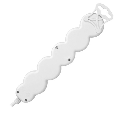 Przedłużacz 5-krotny 2P+Z, 5m H05VV-F 3x1,5mm2, Imax=16A, płaska wtyczka, biały