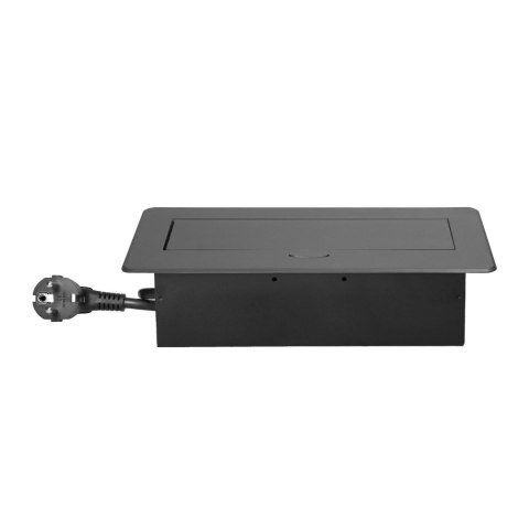 Gniazda meblowe wpuszczane w blat z płaskim frezowanym rantem, ładowarką USB i przewodem 1,5m, 2x2P+Z, 2xUSB (typ A+C; 3,6A), gr