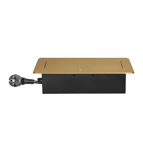 Gniazda meblowe wpuszczane w blat z płaskim frezowanym rantem, ładowarką USB i przewodem 1,5m, 2x2P+Z, 2xUSB (typ A+C; 3,6A), zł