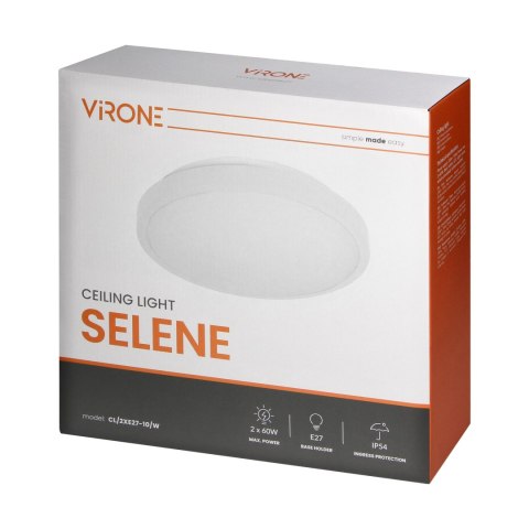 SELENE plafon 2xE27, max. 2x15W, IP54, biały