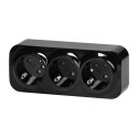 Gniazdo potrójne ToDo 2P+Z Schuko IP20, 16A, 230V AC, czarny