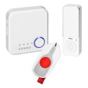 SIGO AC SOS, dzwonek bezprzewodowy sieciowy, Wi-Fi, przycisk wejścia bezbateryjny, przycisk SOS bateryjny, learning system, 52 d