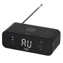 AD 1192 black Radiobudzik z bezprzewodową ładowarką i fm