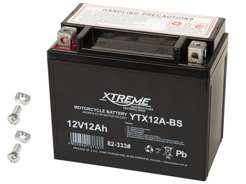 82-333# Akumulator motocyklowy 12v 12ah xtreme lewy+