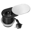 Gniazdo meblowe ?6cm, wpuszczane w blat z przesuwną pokrywką, ładowarką USB i przewodem 1,9m, 1x2P+Z (French), 2xUSB (typ A+C; P
