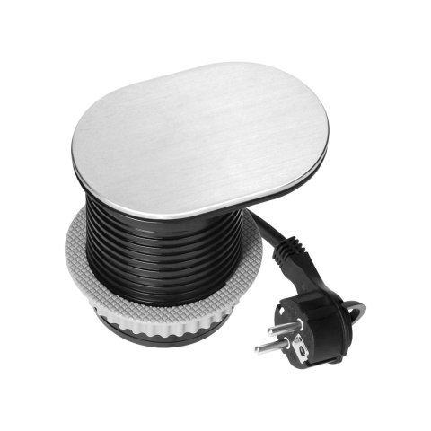 Gniazdo meblowe ?6cm, wpuszczane w blat z przesuwną pokrywką, ładowarką USB i przewodem 1,9m, 1x2P+Z (French), 2xUSB (typ A+C; P