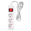 Przedłużacz listwowy 1.5 m, 3 x 1.5 mm2, 3G, biały, ON/OFF