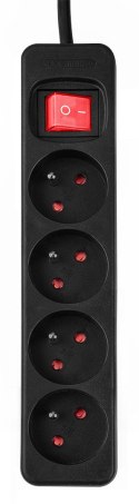 Przedłużacz listwowy 1.5 m, 3 x 1.5 mm2, 4G, czarny, ON/OFF