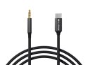 66-168# Przyłącze usb-c - jack 3,5 1,0m plecionka czarne