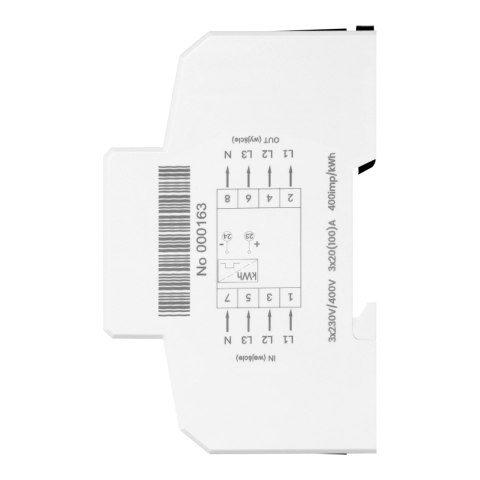 3-fazowy cyfrowy wskaźnik zużycia energii elektrycznej, 100A, 4 moduły, DIN TH-35mm