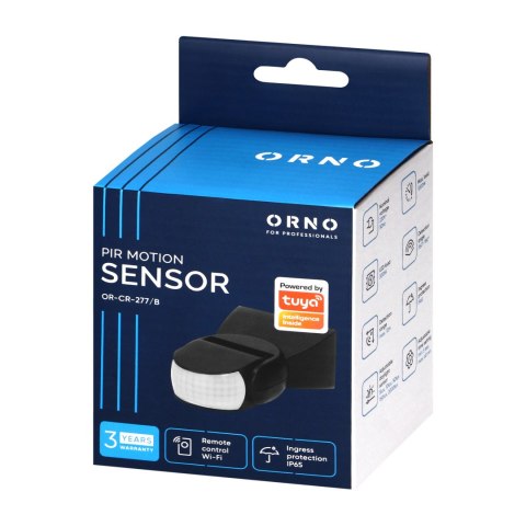 Czujnik ruchu 180° 2 sensory, IP65, 1200W, czarny, TUYA Smart Wi-Fi