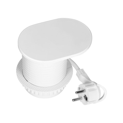 Gniazdo meblowe ?6cm, wpuszczane w blat z przesuwną pokrywką, ładowarką USB i przewodem 1,9m, 1x2P+Z (French), 2xUSB (typ A+C; P