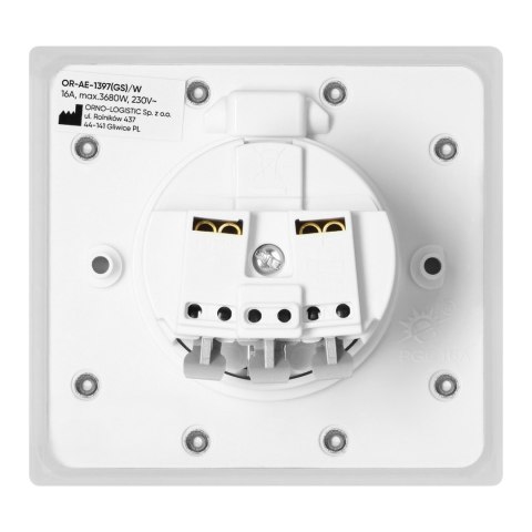 Hermetyczne gniazdo elektryczne, IP44, 1x2P+Z(Schuko), białe