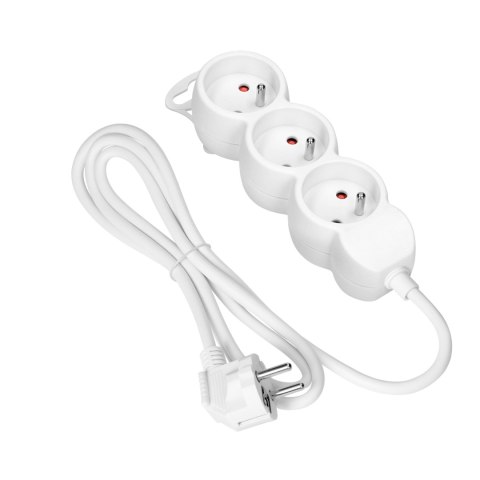 Przedłużacz 3x2P+Z,1,4m, 3x1mm?, biały