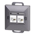 Gniazdo 2xRJ45 Cat5 Pearl, RJ45-5CAT/P2, antracyt