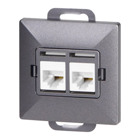 Gniazdo 2xRJ45 Cat5 Pearl, RJ45-5CAT/P2, antracyt