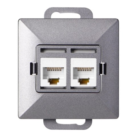 Gniazdo 2xRJ45 Cat5 Pearl, RJ45-5CAT/P2, antracyt
