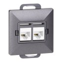 Gniazdo 2xRJ45 Cat5 Pearl, RJ45-5CAT/P2, antracyt