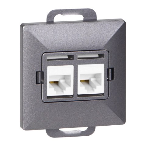 Gniazdo 2xRJ45 Cat5 Pearl, RJ45-5CAT/P2, antracyt