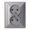Gniazdo podwójne p/t 2x2P+Z Pearl, 16A, 250V, PT-6 P, antracyt