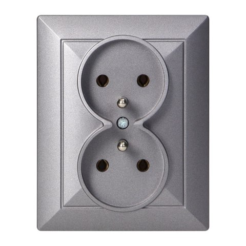 Gniazdo podwójne p/t 2x2P+Z Pearl, 16A, 250V, PT-6 P, antracyt