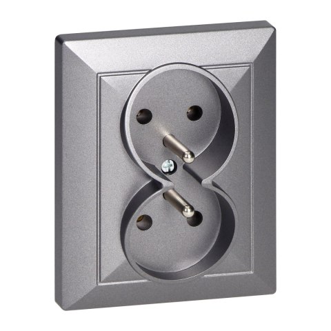 Gniazdo podwójne p/t 2x2P+Z Pearl, 16A, 250V, PT-6 P, antracyt