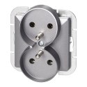 Gniazdo podwójne p/t 2x2P+Z Pearl, 16A, 250V, PT-6 PR, antracyt