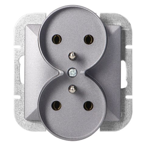 Gniazdo podwójne p/t 2x2P+Z Pearl, 16A, 250V, PT-6 PR, antracyt