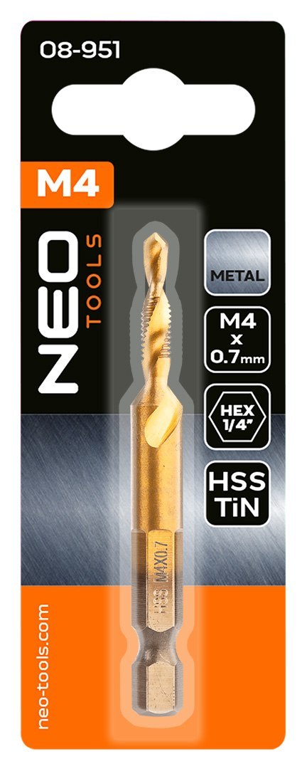 Wiertło gwintujące HSS TiN, M4 x 0.7 mm, Hex