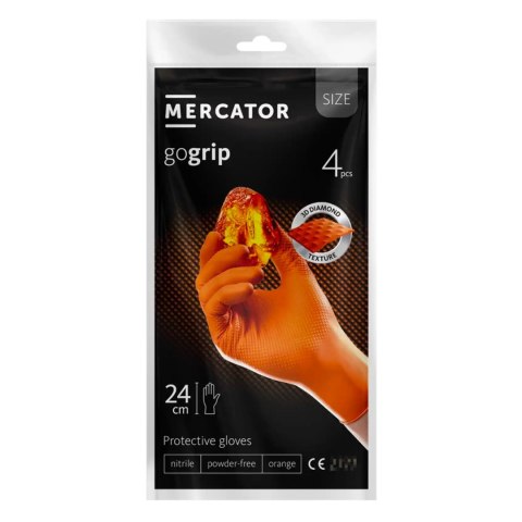Rękawice nitrylowe mercator gogrip pomarańczowe 4 szt. rozmiar m